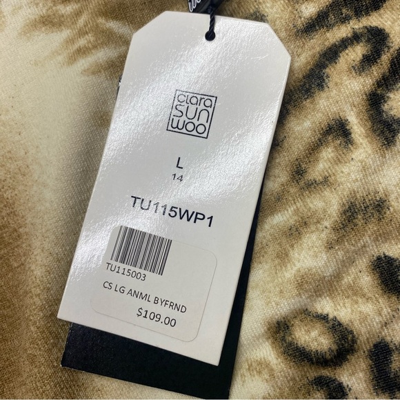 CLARA SUNWOO Animal Print Tunic in Brown and Cream dropped shoulder W LG - Picture 7 of 13